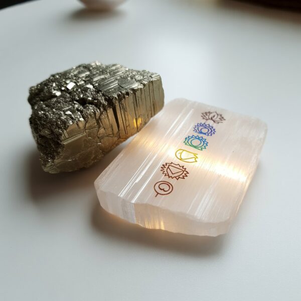 pyrites with selenite plate combo